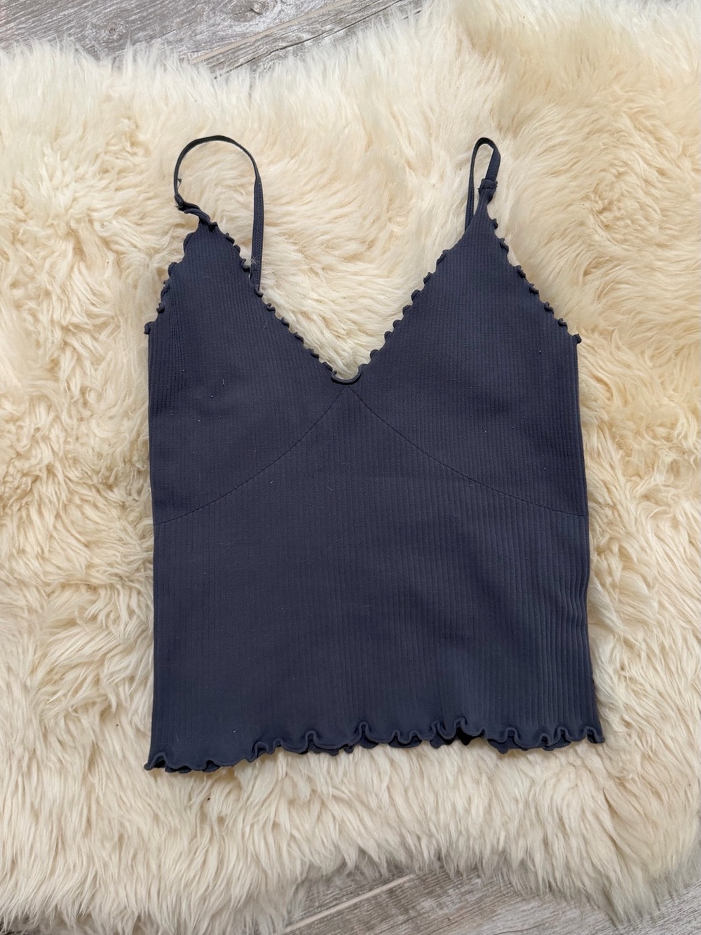Free people intimately dark purple Ribbed V-Neck Cami Tank Top